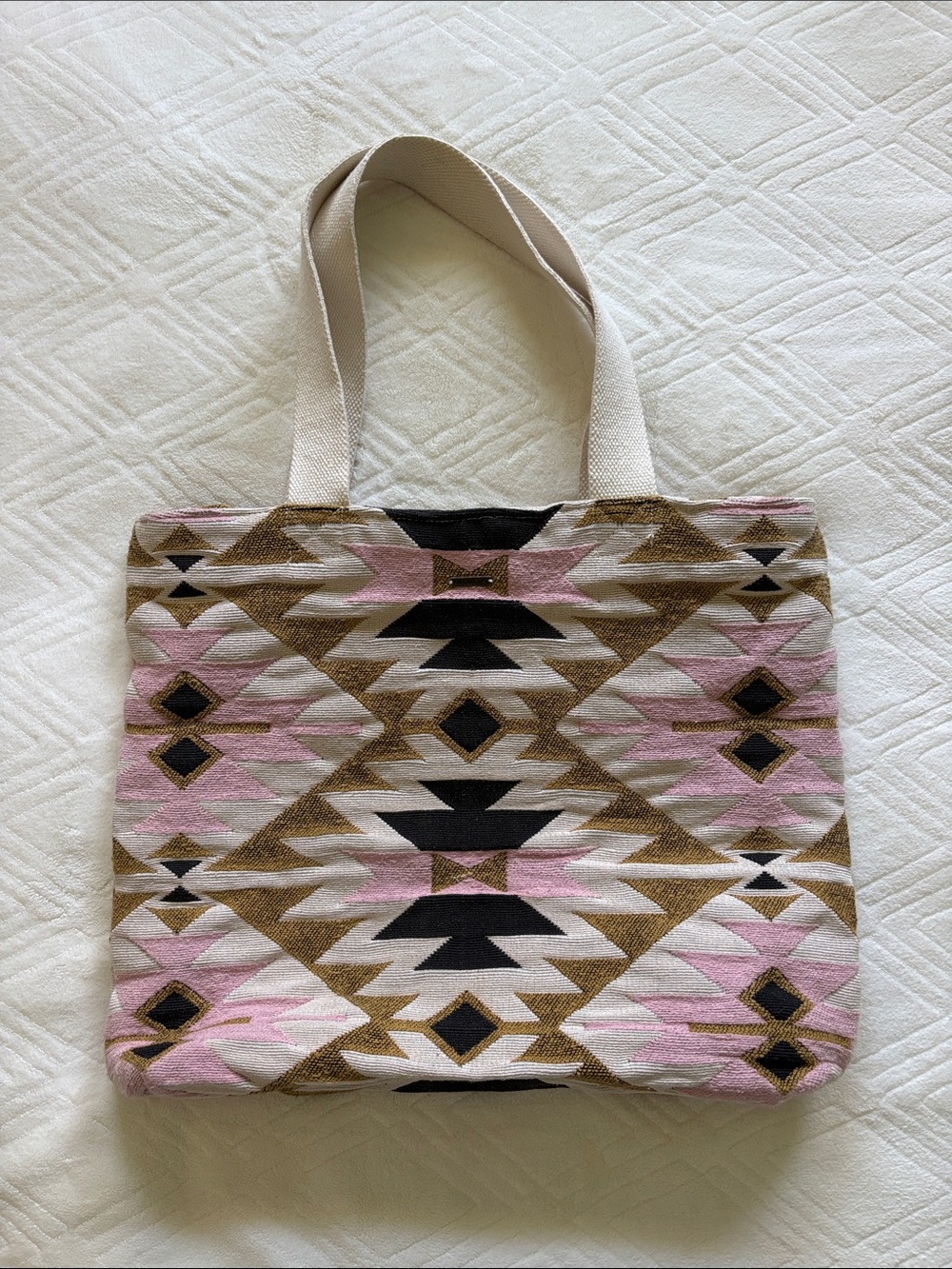 Billabong Aztec Canvas Tote in Pink, Brown & Black